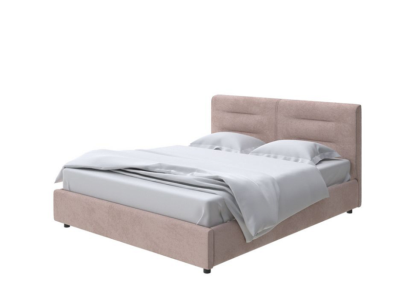 Кровать Nuvola-8 NEW 160x200 Ткань: Велюр Teddy Шоколадный бисквит - Кровать в лаконичном стиле с горизонтальной отстрочкой  в изголовье