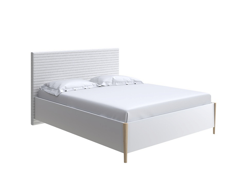 Кровать Rona 90x200 ЛДСП Венге+ткань Дуб Венге/Тетра Мраморный - Классическая кровать с геометрической стежкой изголовья