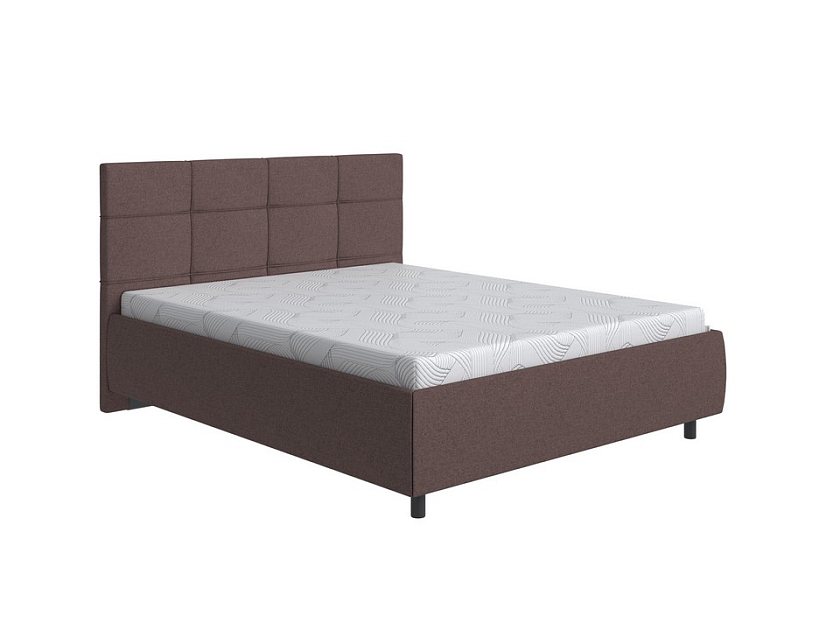 Кровать New Life 160x200 Искусственная шерсть Лама Шоколад - Кровать в стиле минимализм с декоративной строчкой