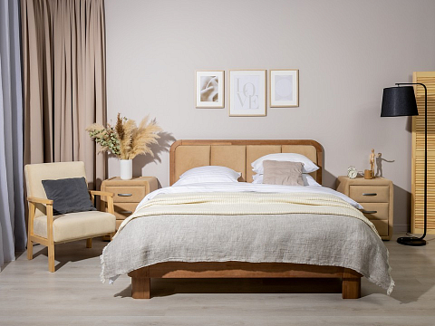 Кровать премиум Hemwood - Кровать из натурального массива сосны с мягким изголовьем