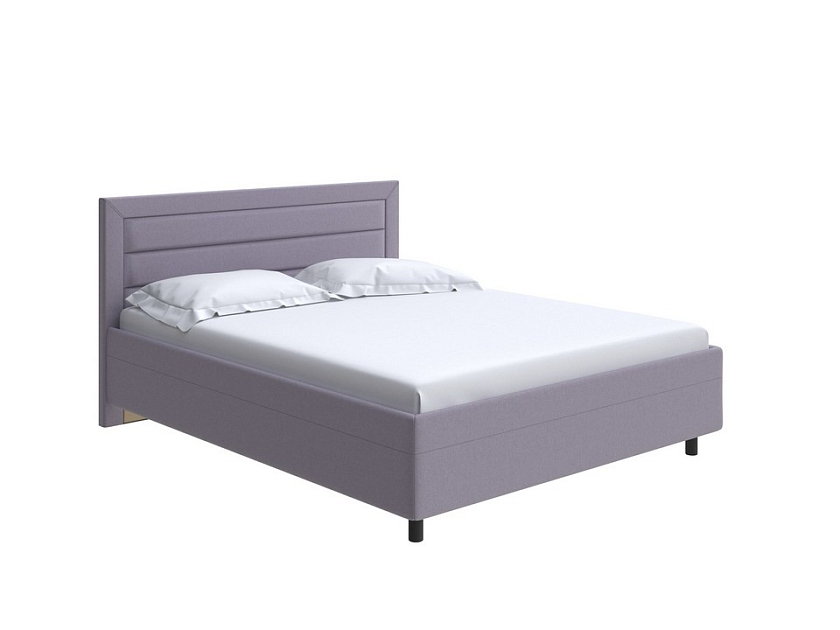 Кровать Next Life 2 160x200 Ткань: Рогожка Firmino Тауп - Cтильная модель в стиле минимализм с горизонтальными строчками